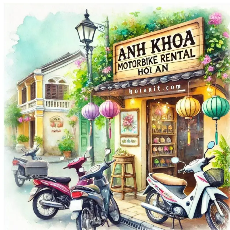 Artistic view of anh khoa motorbike shop in hoi an – a unique rental experience