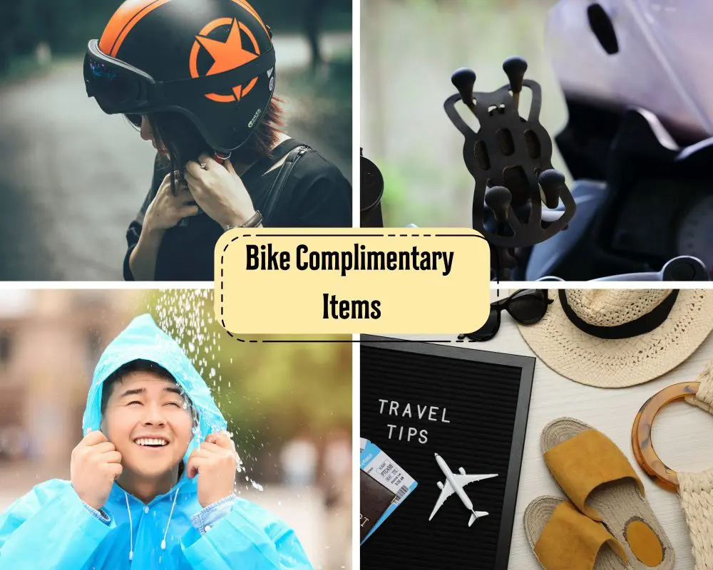 Convenient bike accessories: bungee cords, phone holder, raincoat with hoianit. Com rentals