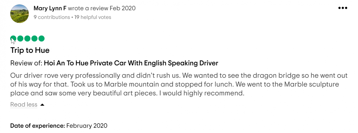 review from private car 2