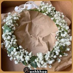 Handmade fresh flower crown with a rustic charm