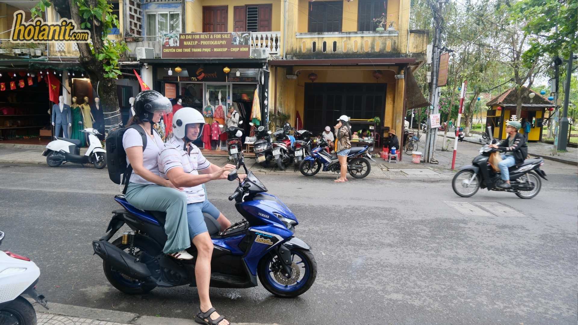 3 day motorbike itinerary Hoi An Hai Van Pass Lang Co1 Riders setting off from Hoi An on the Hoi An to Hue by motorbike route