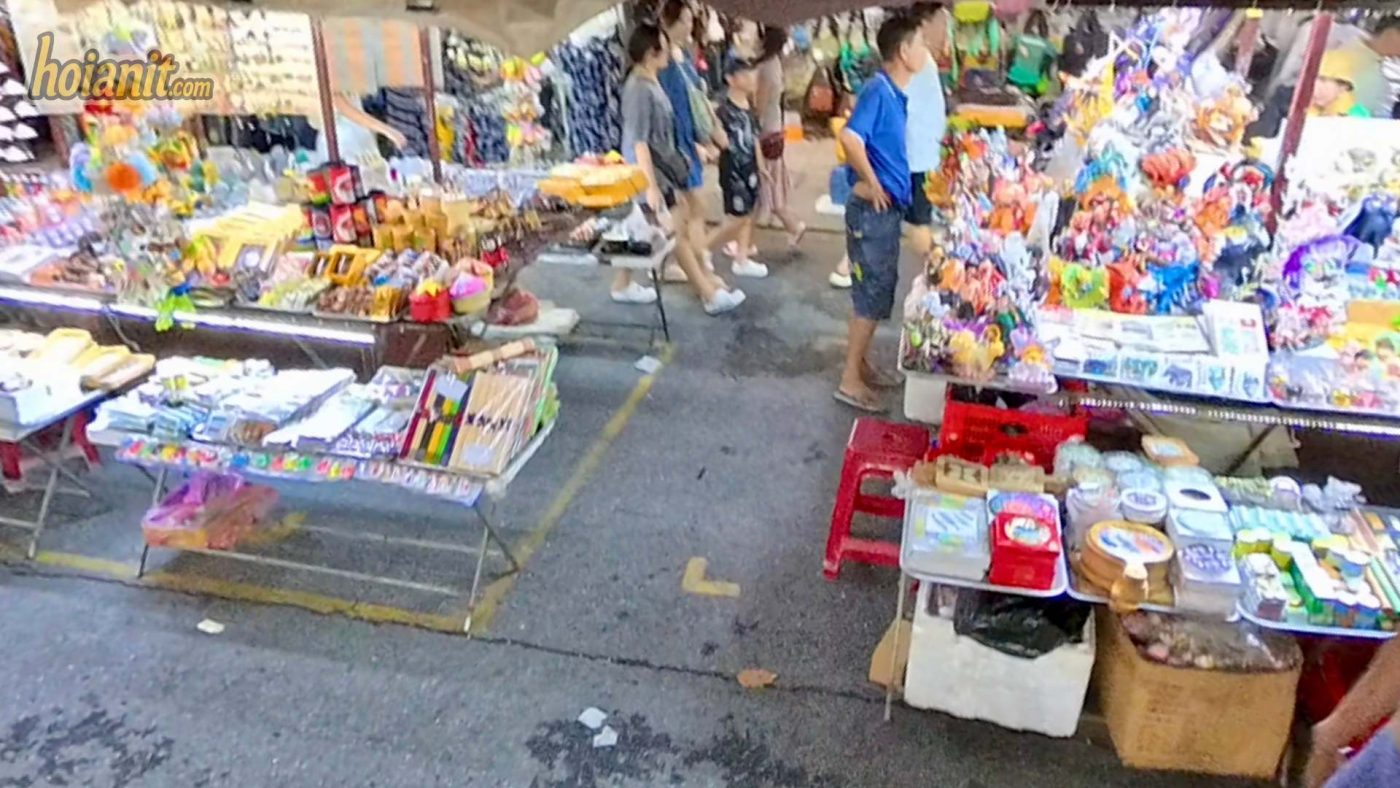 Nguyen Hoang Night Market with colorful lanterns in Hoi An
