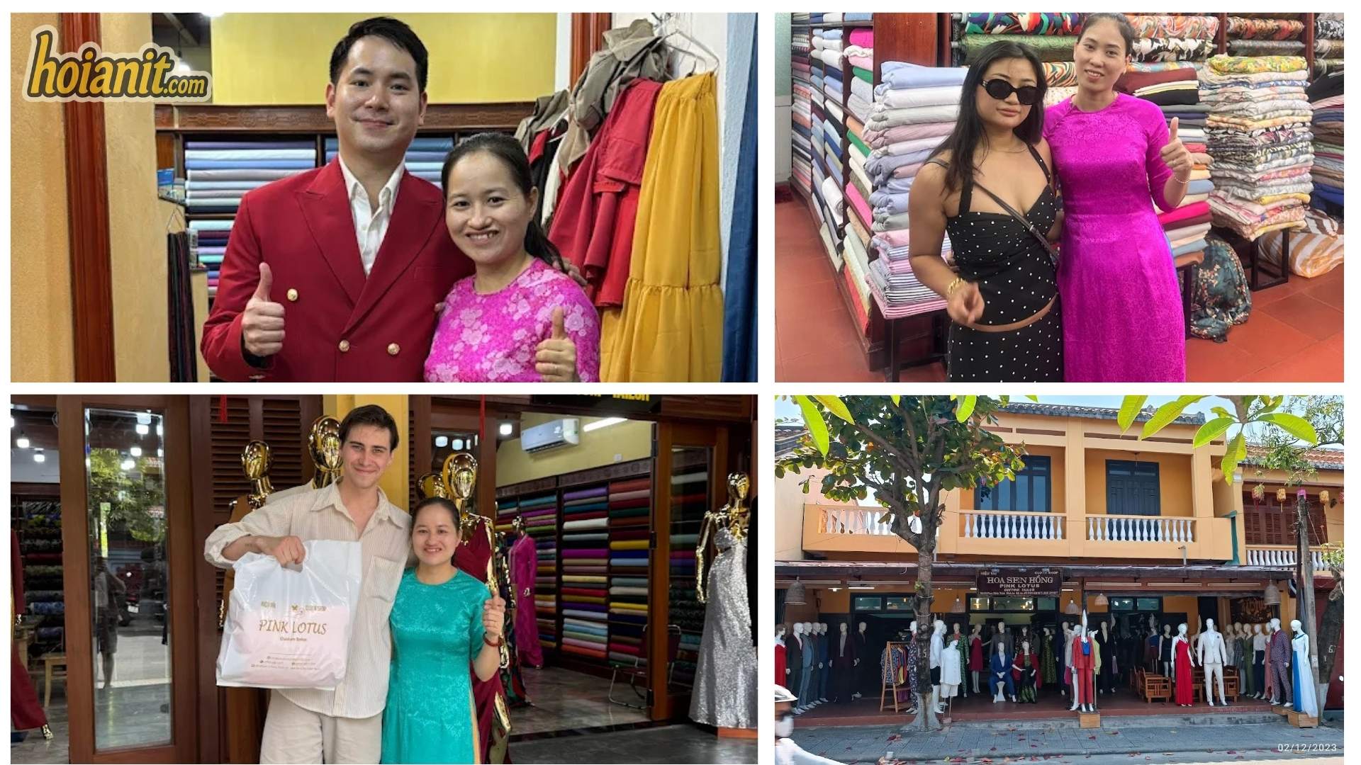 A Hoi An tailors shop lined with rolls of fabric