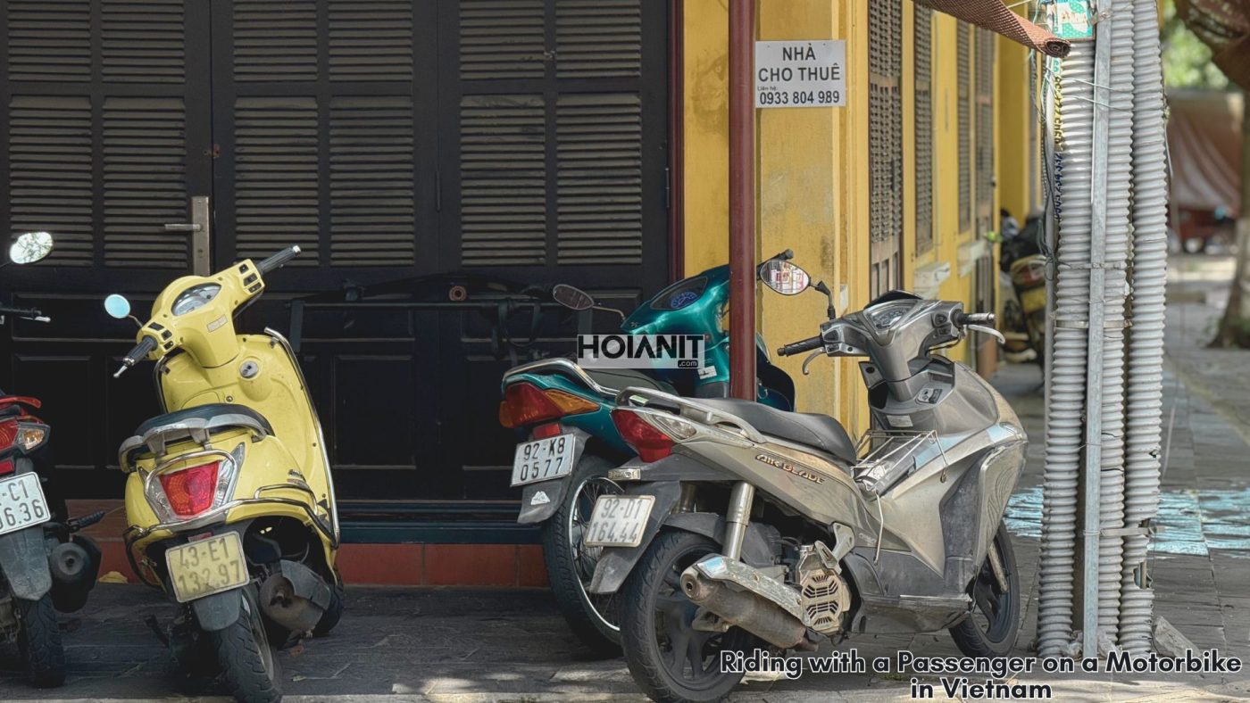 tourists riding scooter together in Vietnam