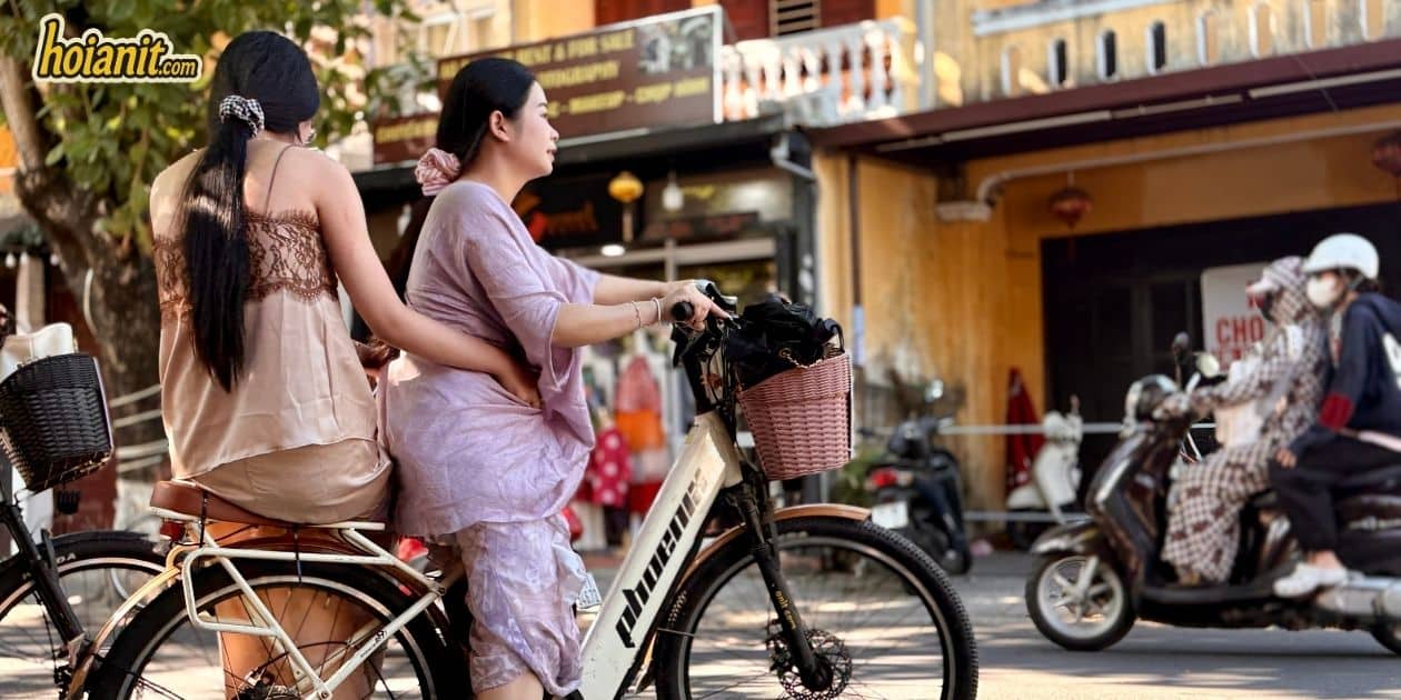 Electric bicycle from Anh Khoa parked in the Hoi An Old Town