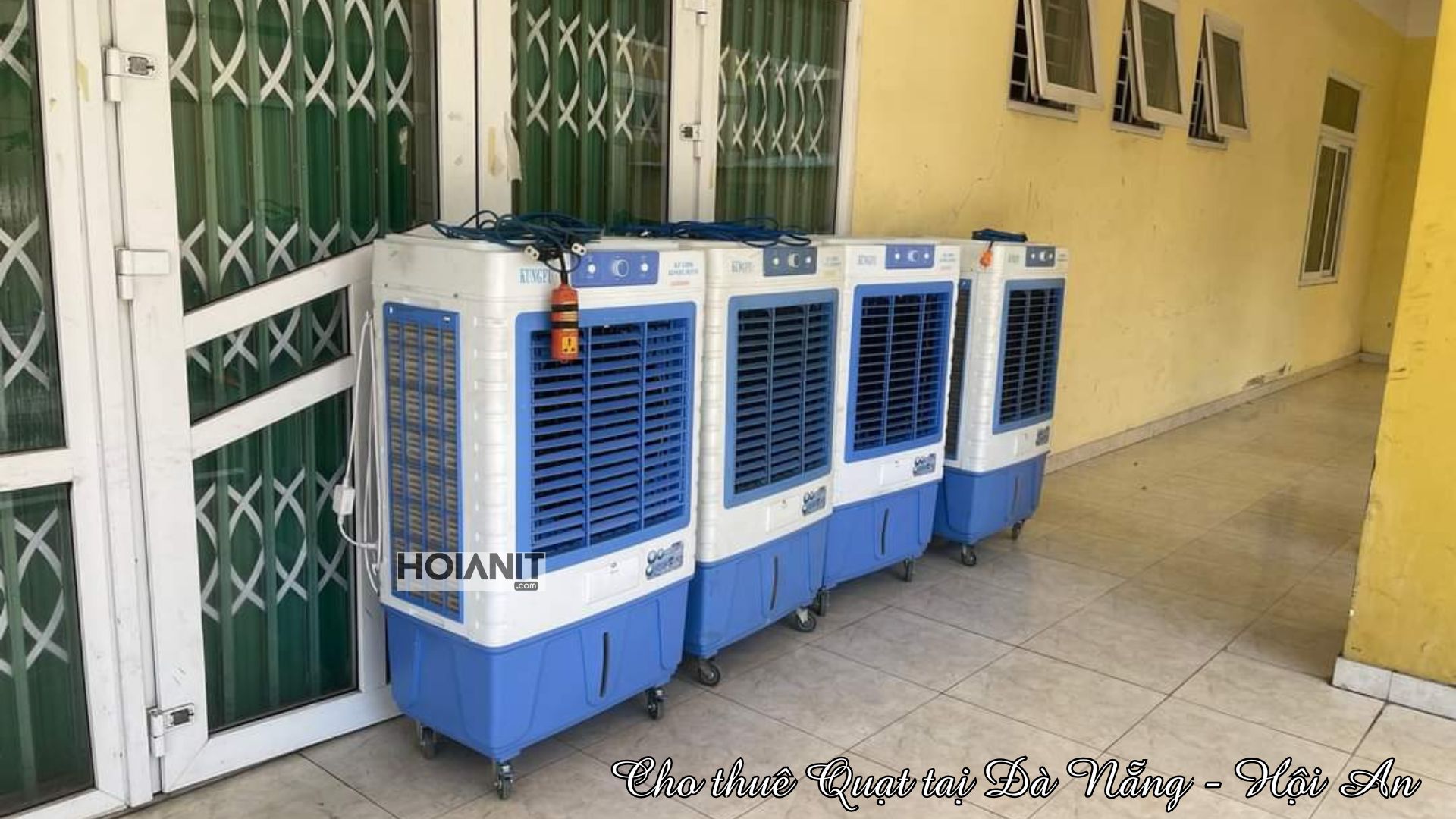 Cho thuê quạt công nghiệp Hội An – dàn quạt hơi nước Thiên Phan xếp trong kho