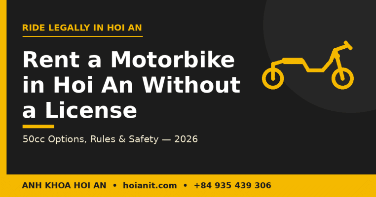 Rent a motorbike in Hoi An without a license – Anh Khoa 50cc scooters