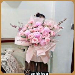 pink flowers for birthday in da nang flower shop