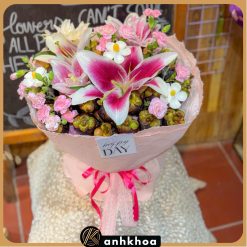 mangosteen and lilies bouquet in da nang flower shop