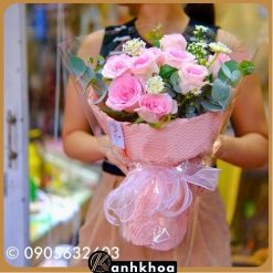 pink roses for birthday in da nang flower shop