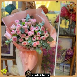 pink roses for birthday in da nang flower shop