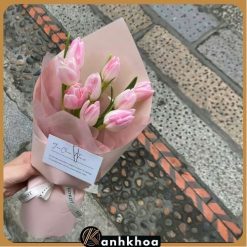 pink tulips for birthday in da nang flower shop