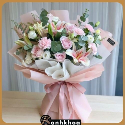 flower shop in da nang 3 4 lilies and roses bouquet in da nang flower shop