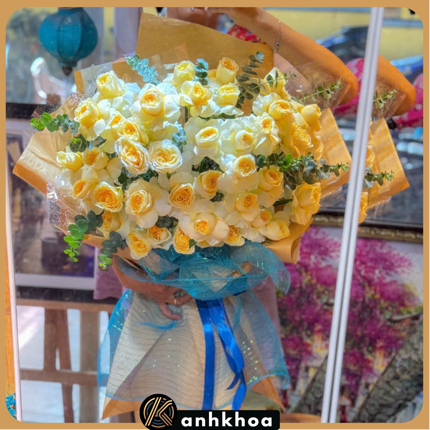 flower shop in hoi an da nang 4 yellow roses for grandopening in hoi an flower shop