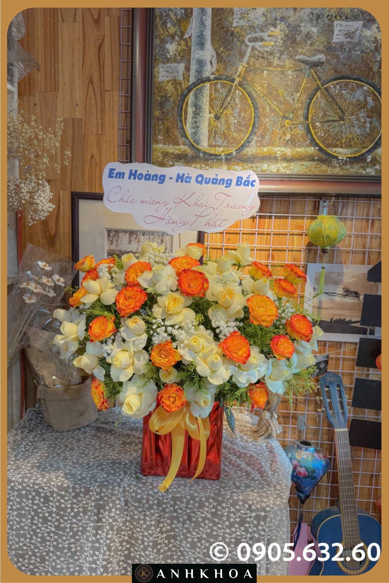 hoa tuoi hoi an 1 28 giỏ hoa tươi tông vàng cam chúc mừng