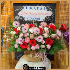 giỏ hoa tươi chúc mừng tông đỏ hội an