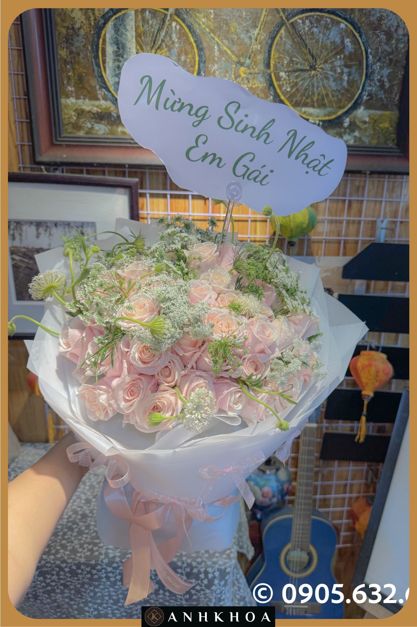 hoa tuoi hoi an 13 3 bó hoa hồng kem dâu hội an