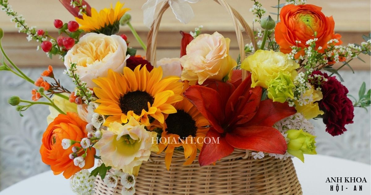 Giỏ hoa tươi cao cấp, thích hợp trang trí sự kiện, hội nghị – Anh Khoa Flower