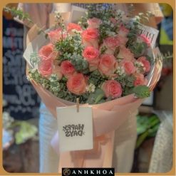 bó hoa tông hồng tặng bạn gái tại hoa tươi hội an