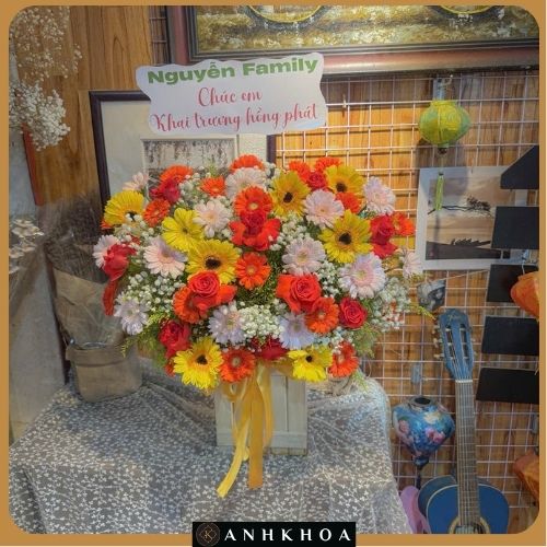 hoa tuoi hoi an 53 giỏ hoa tươi chúc mừng tông hồng đỏ hội an