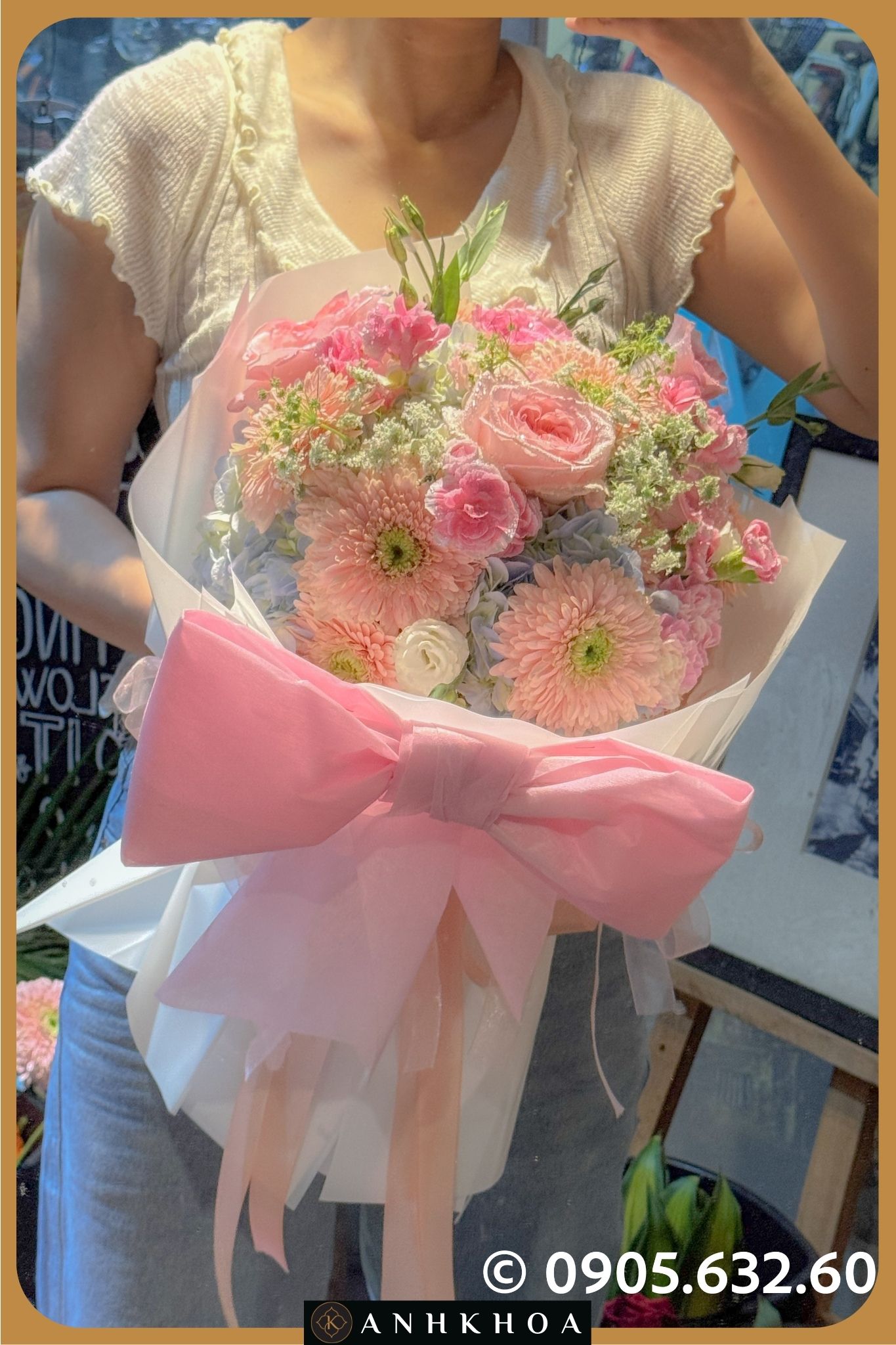 hoa tuoi hoi an 6 10 bó hoa tươi kèm nơ xinh phong cách hàn quốc tại hoa tươi hội an