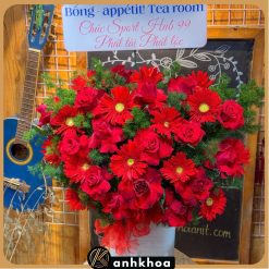 giỏ hoa tông đỏ chúc mừng hội an