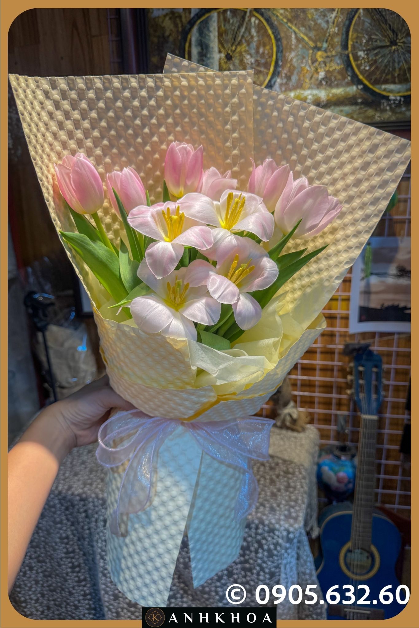 hoa tuoi hoi an 7 8 bó hoa tulip hồng hội an