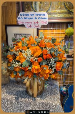 giỏ hoa tươi tông cam hội an