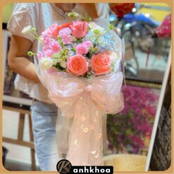 bó hoa tông trắng hồng hội an