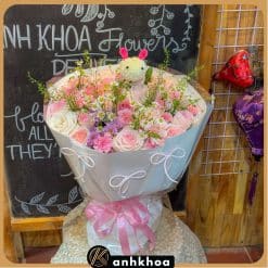 bó hoa tạo hình thỏ xinh hội an