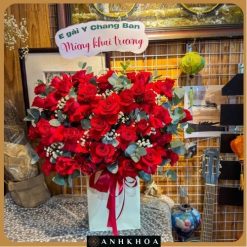 giỏ hoa chúc mừng tông đỏ hội an
