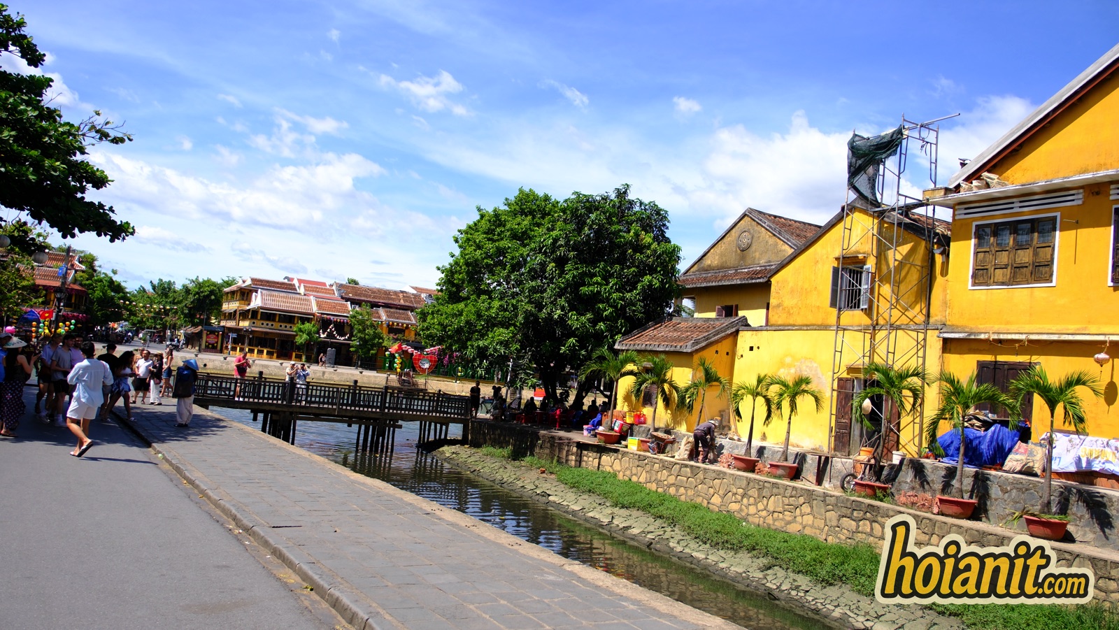 japanese covered bridge2 The canal and yellow shophouses on the approach to the Japanese Covered Bridge in Hoi An