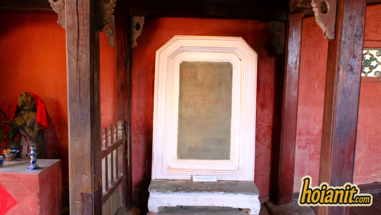 japanese covered bridge6 Framed inscription panel on the red wall inside the Japanese Covered Bridge