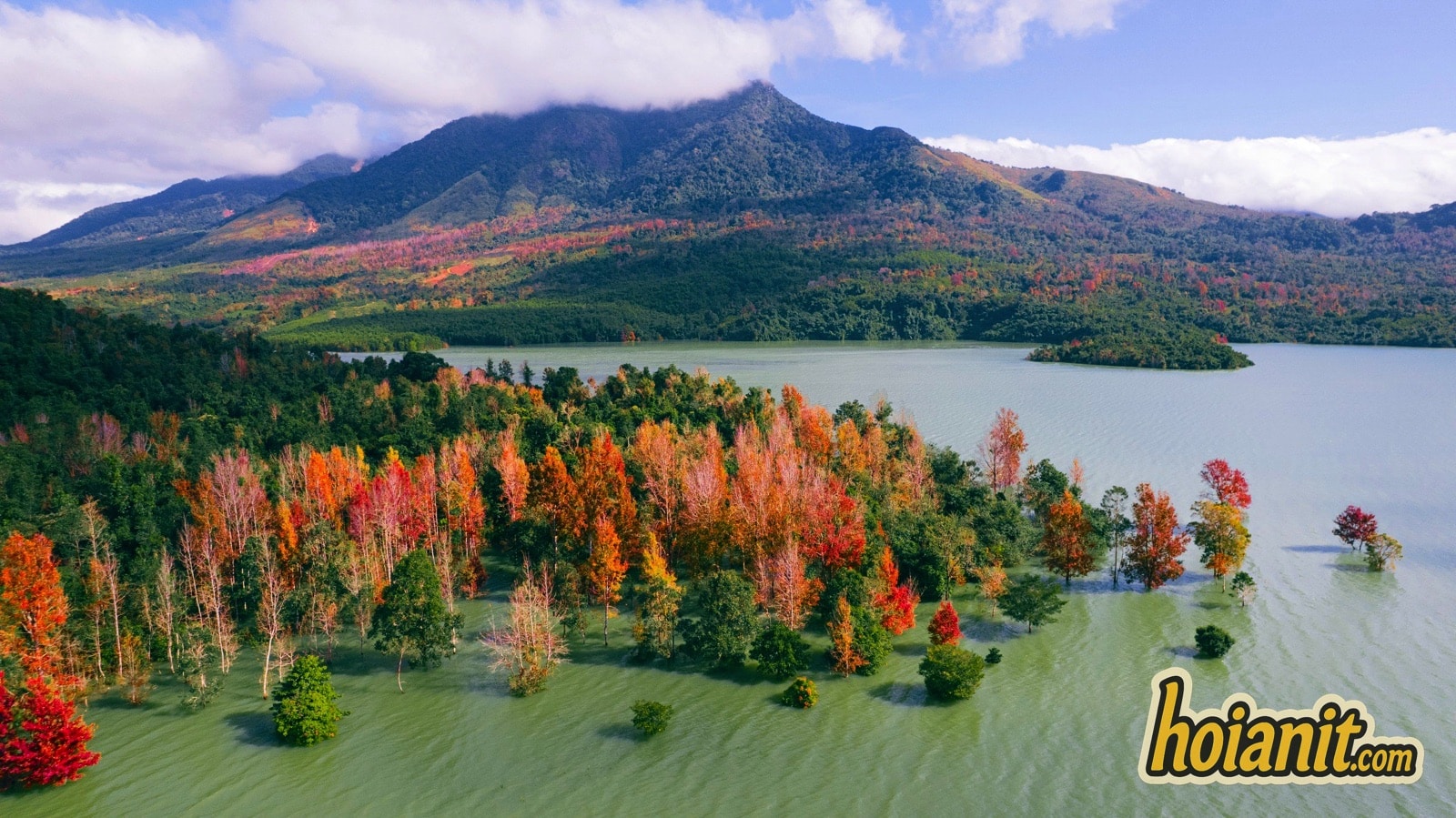 Reservoir and flooded forest in the hills near Khe Sanh, Quang Tri
