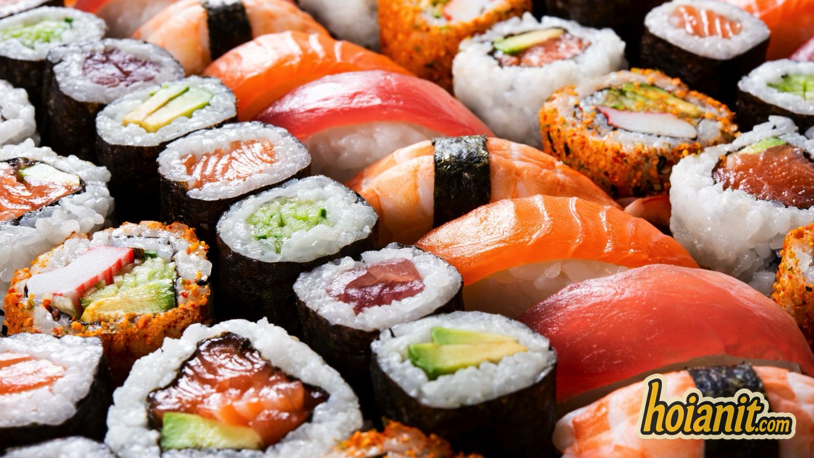 sushi hoi an 2 Assorted sushi in Hoi An: salmon nigiri, tuna maki and avocado rolls