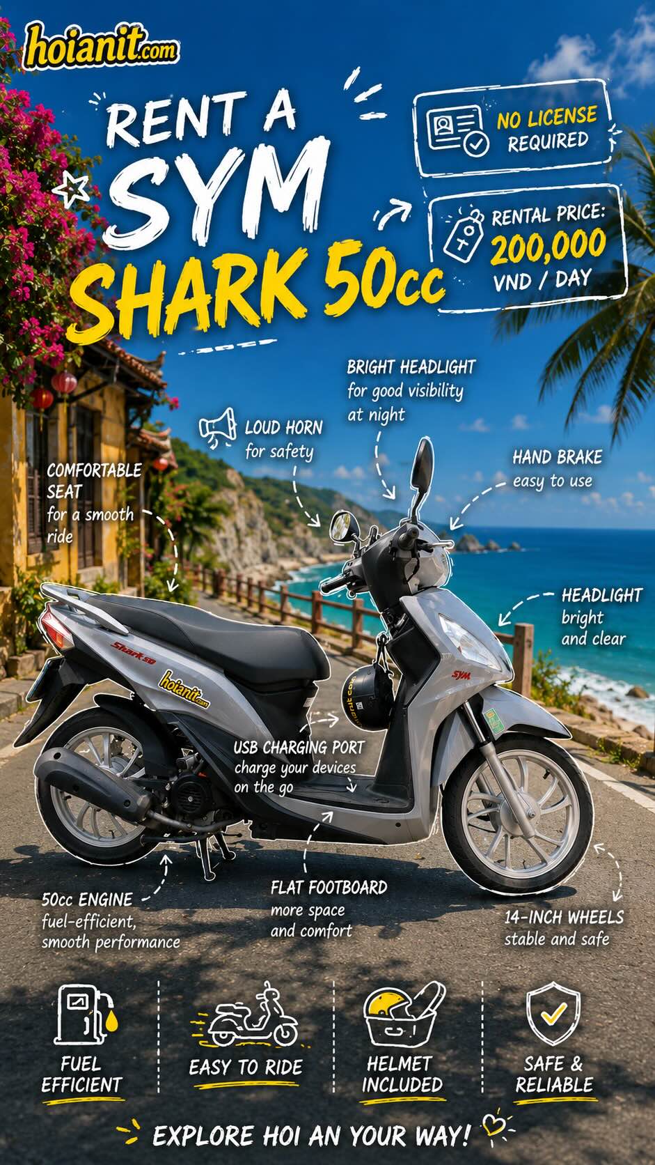 sym shark 50cc rental hoi an sym shark 50cc bike rental in Hoi An