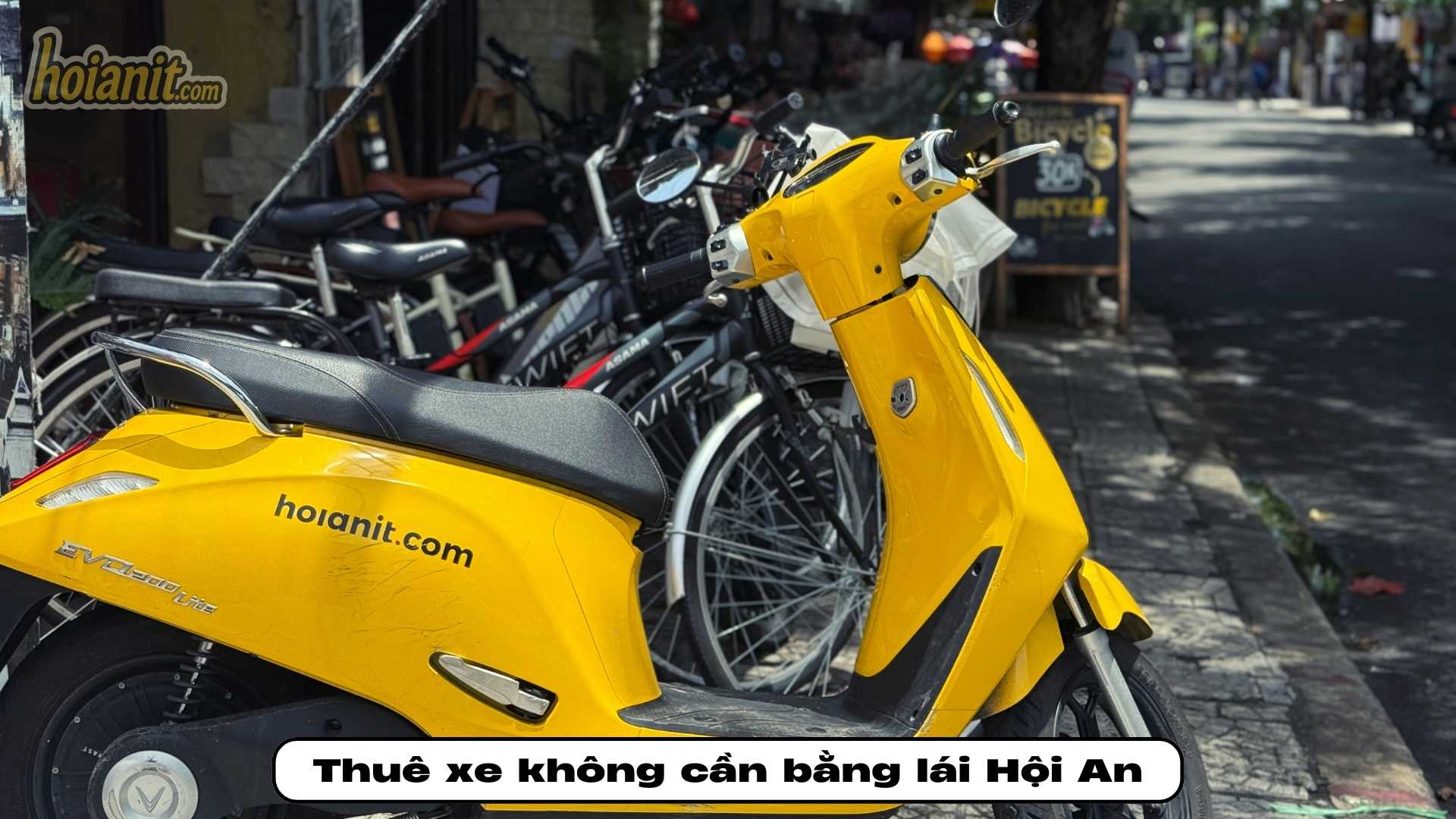 Electric scooters that need no license at Anh Khoa rental shop in Hoi An