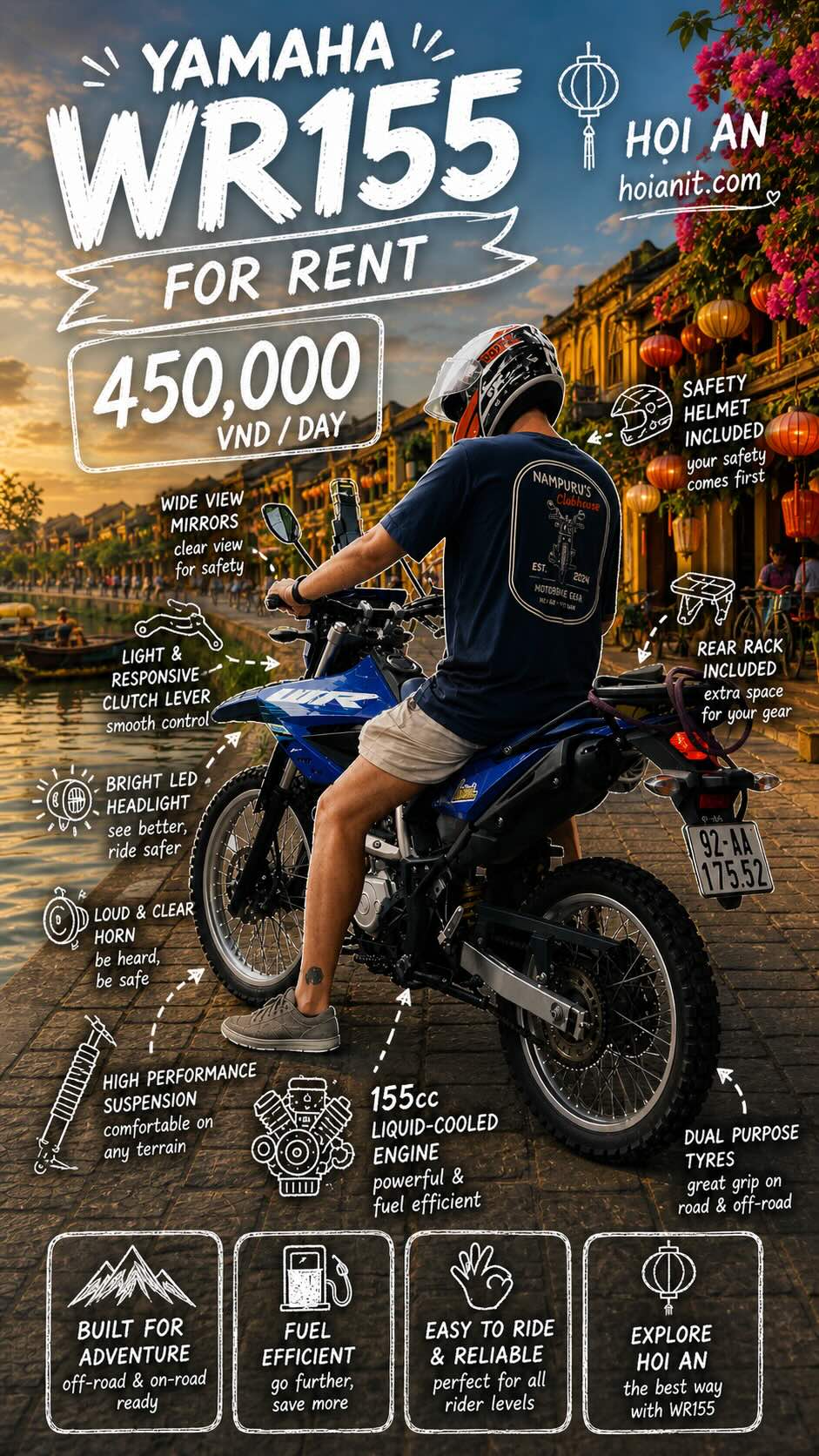 yamaha wr 155 rental hoi an Yahaha WR155 rental in Hoi An